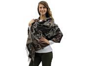 Brown Floral Jacquard Pashmina