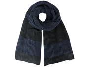 Navy Blue Striped Chunky Knit Scarf