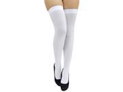 All White Opaque Thigh High Stockings