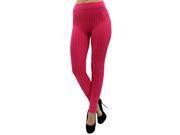 Hot Pink Footless Stretchy Cable Twisted Knit Footless Legging Tights