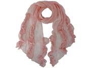 Petal Pink Sheer Ruffle Shimmery Chiffon Scarf