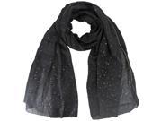 Black Long Light Scarf With Gold Specks