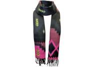 Blue Pink Aztec Print Cashmere Like Scarf