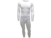 Men s White Thermal Crew Neck Top Long Johns Underwear Set