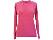 Petal Pink Cable Knit Crew Neck Long Sleeve Sweater