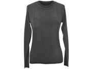 Black Cable Knit Crew Neck Long Sleeve Sweater