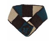 Beige Brown Color Block Knit Circle Scarf
