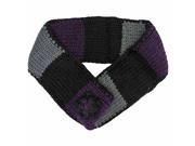 Purple Gray Color Block Knit Circle Scarf