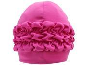 Hot Pink Swim Bathing Turban Cap With Ruffled Trim