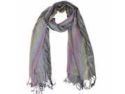 Gray Metallic Multicolor Pashmina Wrap