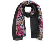 Black Summery Blossoms Scarf Wrap