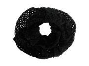 Black Frilly Crochet Knit Loop Scarf