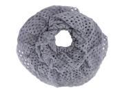 Light Gray Frilly Crochet Knit Loop Scarf