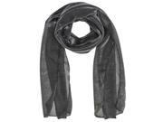 Silver Black Sheer Metallic Long Scarf