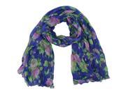 Blue Floral Crinkled Scarf Wrap