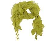 Green Frilly Layered Ruffle Scarf