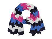 Blue White Pink Purple Squiggle Striped Scarf