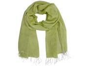 Yellow Linen Light Scarf With Fringe