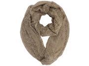 Taupe Net Infinity Scarf With Sequin Overlay