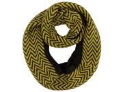 Brown Yellow Chevron Pattern Knit Ring Scarf