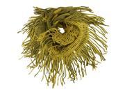 Yellow Olive Two Tone Long Fringed Infinity Scarf