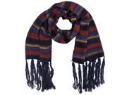 Blue Red Yellow Bohemian Striped Knit Scarf