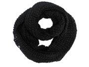 Black Heavy Knit Weave Circle Scarf