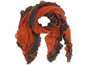 Orange Gray Thin Crochet Knit Scarf