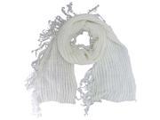 Ivory Thick Winter Scarf With Loop Fringe