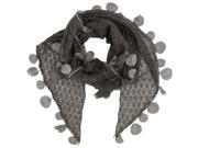 Taupe Lace Triangular Scarf With Petals