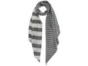 Gray Stripe Asymmetrical Cut Scarf