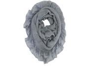 Gray Stretchy Ruffle Infinity Scarf