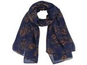 Sheer Blue Scarf Wrap With Skull Print