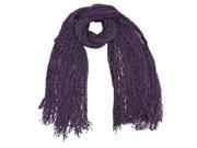 Purple Wispy Knit Fringe Scarf