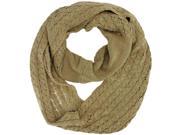 Beige Thick Cable Knit Long Infinity Scarf