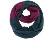 Magenta Teal Two Tone Ribbed Knit Infinity Scarf