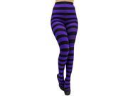 Purple Black Horizontal Striped Tights Leggings