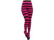 Hot Pink Black Horizontal Striped Tights Leggings