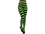 Neon Green Black Horizontal Striped Tights Leggings