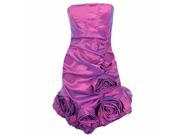 Purple Strapless Formal Dress With Big Rosettes