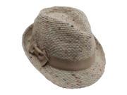 Cream Beige Multicolor Fleck Warm Knit Fedora Hat