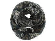 Sage Green Beige Paisley Fuzzy Eyelash Knit Infinity Scarf