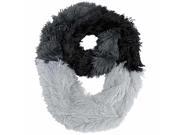 Black Tricolor Plush Faux Fur Circle Infinity Scarf