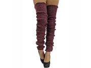 Burgundy Super Long Cable Knit Leg Warmers