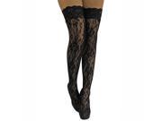 Black Floral Lace Thigh High Stockings