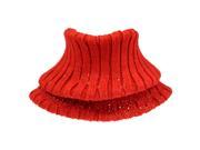 Red Ribbed Knit Neck Warmer With Rhinestones