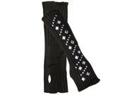 Brown Studded Knit Arm Warmers