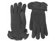 Gray Knit Double Layer Gloves With Ruffle Trim