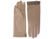 Beige Cotton Gloves With Houndstooth Trim Texting Tips