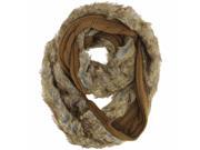 Brown Cable Knit Infinity Scarf With Plush Fur Lining